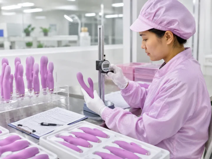 JWELL quality inspector measuring finished intimate wellness products