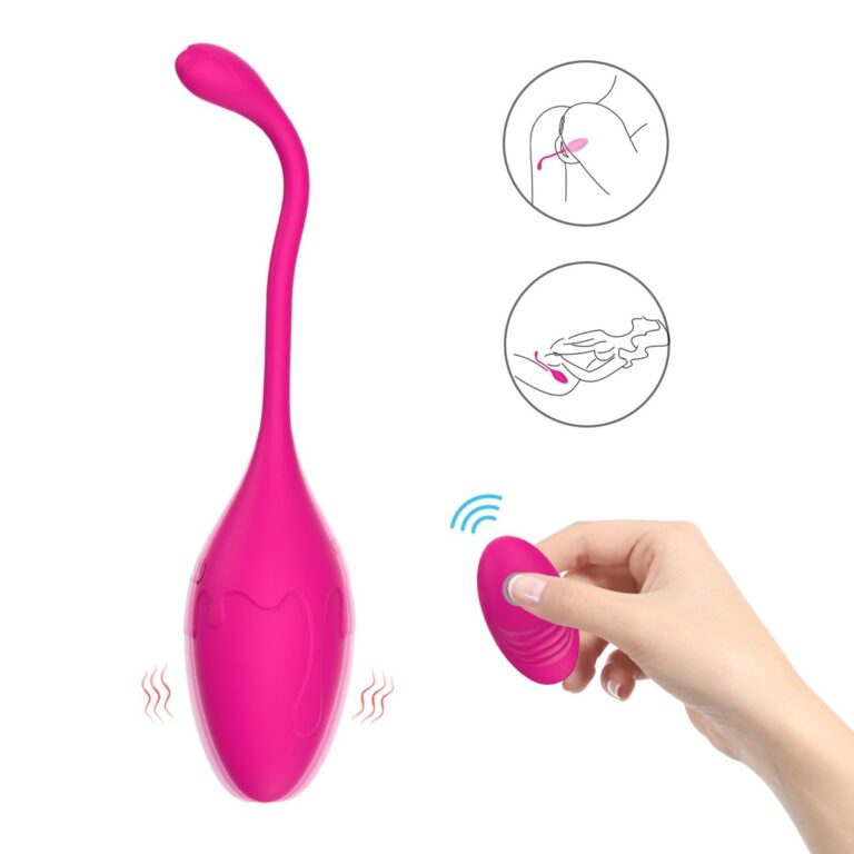 Pink tailed egg with remote love egg vibrator, model JW-S201