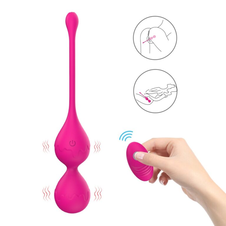 Pink double-bead tailed egg with remote love egg vibrator, model JW-S202