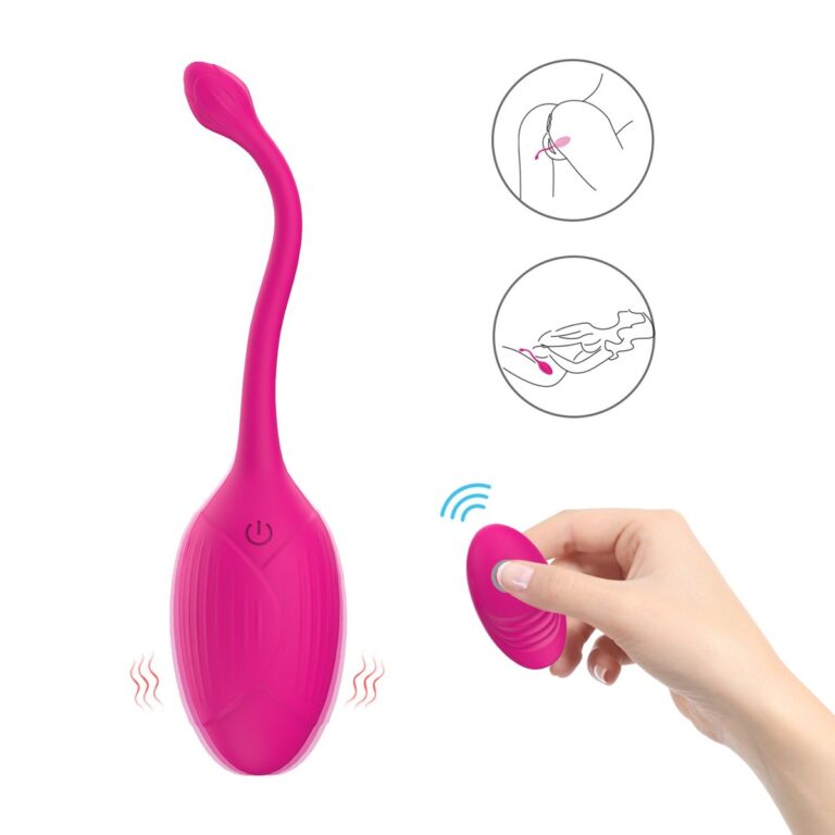 Pink slim tailed egg with remote love egg vibrator, model JW-S203