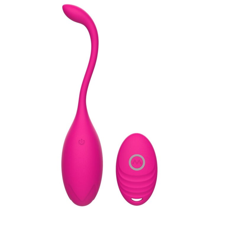 Pink curved-tail egg with remote love egg vibrator, model JW-S205
