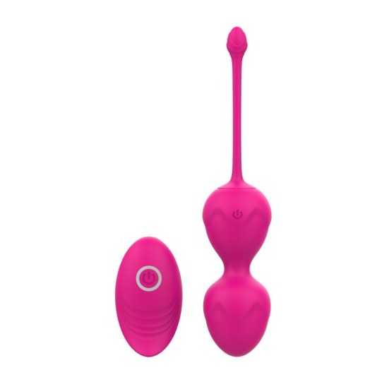 Pink double-ball egg, ridged love egg vibrator, model JW-S211