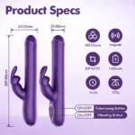 Rotating & Thrusting Rabbit Vibrator - Model JW-S09 - Product dimensions