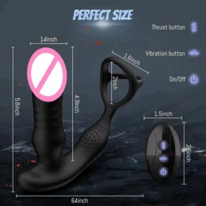 JW-S23 prostate massager and controller with size annotations