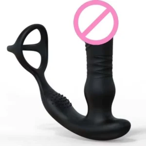 JW-S23 double-ring prostate massager side profile on a white background