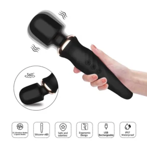 JW-S39 handheld wand massager showing the head and control buttons