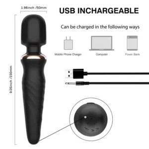 JW-S39 wand with USB pin cable and charging-port detail