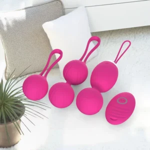 JW-S52 remote-control Kegel ball set with pink ball units and handheld controller