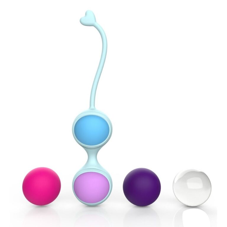Interchangeable-ball set, blue holder weighted Kegel ball set, model JW-S251