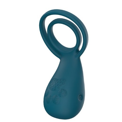 Dual-loop vibrating ring, teal vibrating cock ring, model JW-S300