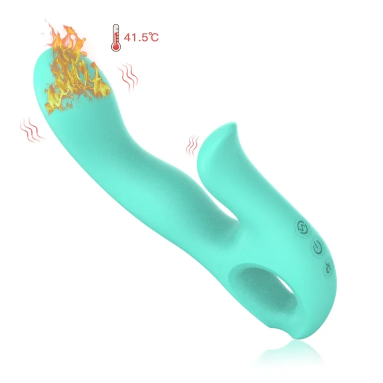 JW-S53 rabbit vibrator with loop handle and 41.5°C top-heating illustration