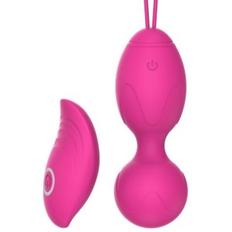 Pink ball with curved egg vibrating Kegel ball, model JW-S237