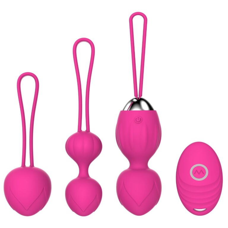 Pink 3-piece set with remote remote Kegel set, model JW-S254