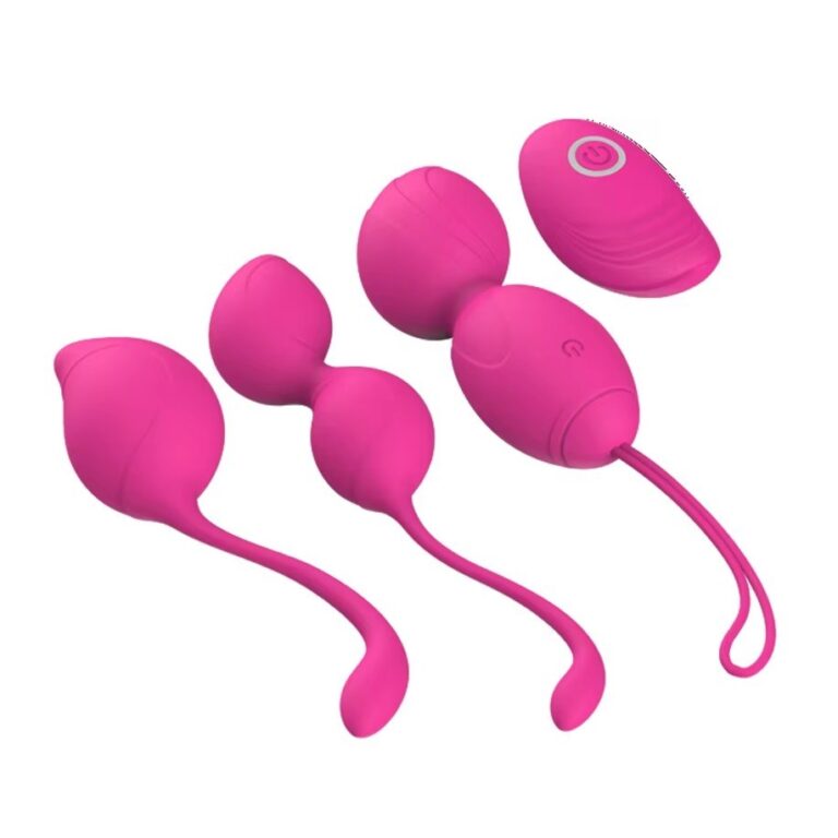 Pink 3-piece set with vibrating ball remote Kegel set, model JW-S322
