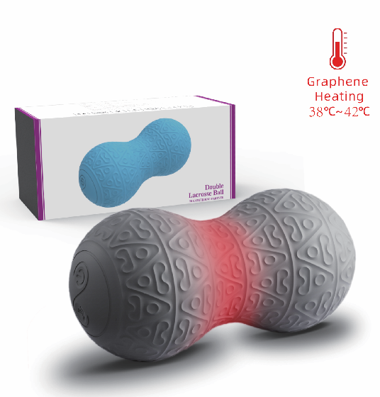 Textured peanut-shaped massage ball with heating illustration and box — JW-S65