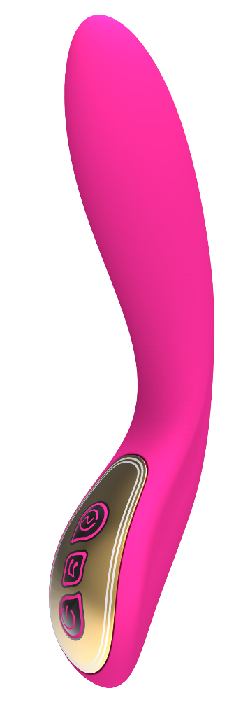 Pink curved vibrator with a three-button control panel — JW-S67