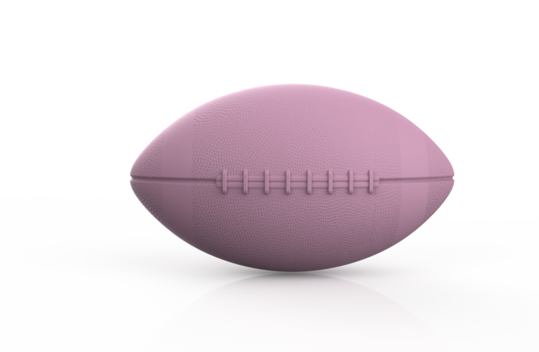 Pink football-shaped massage ball with molded lace detail and textured surface — JW-S75