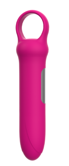 Pink narrow mini vibrator with integrated ring handle and side control area — JW-S77