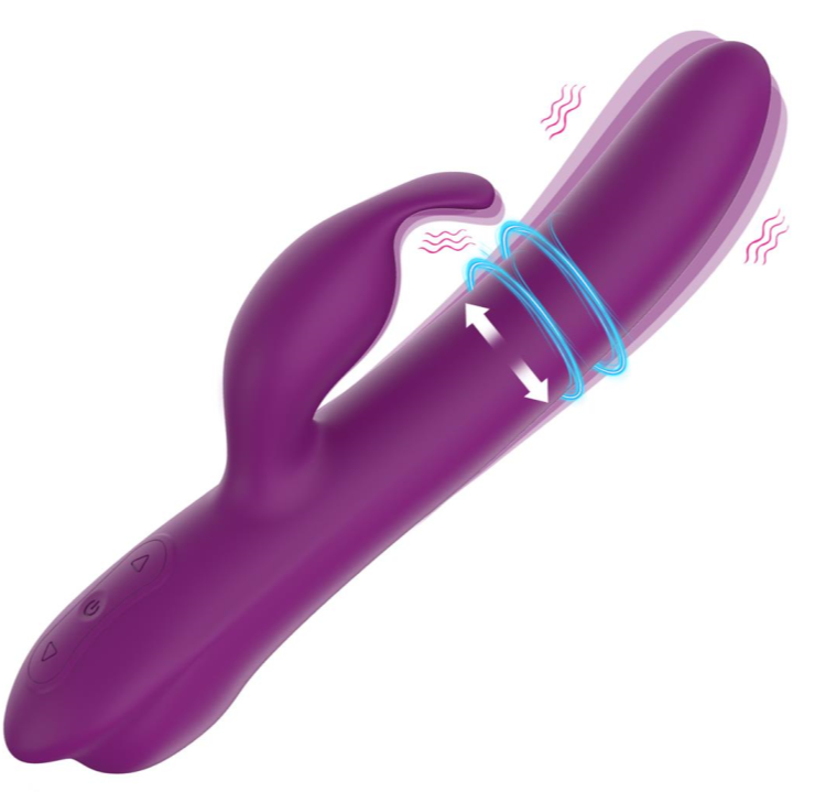 Purple slim dual-arm vibrator with curved external arm — JW-S80