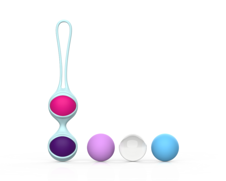 Double-ball Kegel exerciser beside separate weighted balls — JW-S81