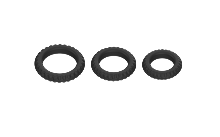 Three black ribbed rings shown together — JW-S82