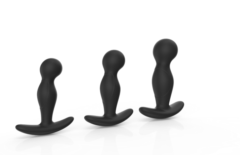 Three black silicone prostate plugs in graduated sizes — JW-S83