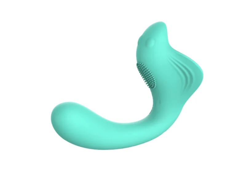 Teal wearable vibrator with raised outer-arm texture, model JW-S107