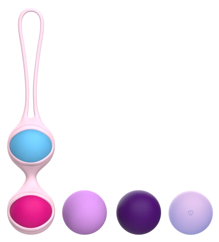 Pink loop-tail double Kegel holder and interchangeable balls, model JW-S97