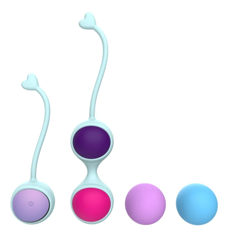 Teal heart-tail single and double Kegel holders, model JW-S98