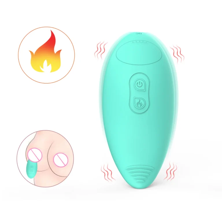 Teal oval heated breast massager with on-device controls, model JW-S89